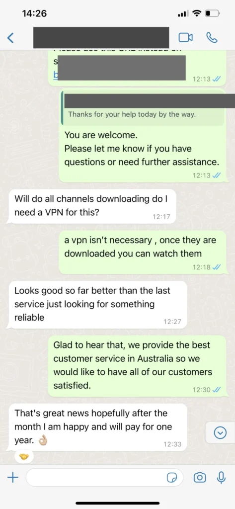WhatsApp customer support experience screenshot 3